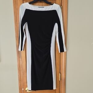 Ralph Lauren Elegant Black and White 3/4 Sleeve Dress